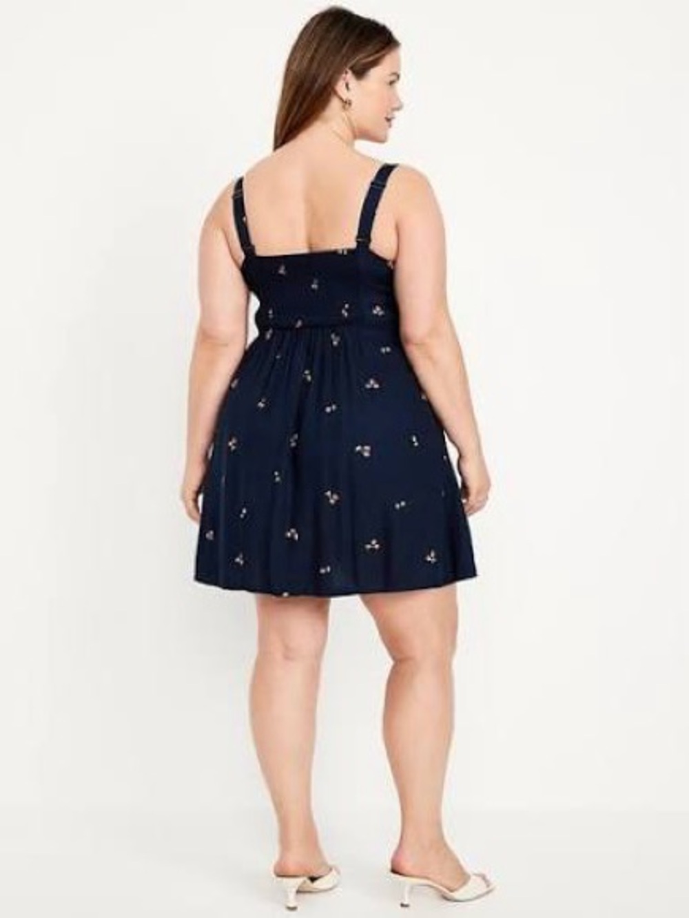 NWT Old Navy 3X fit and flare mini dress navy blue cherry accents sweetheart